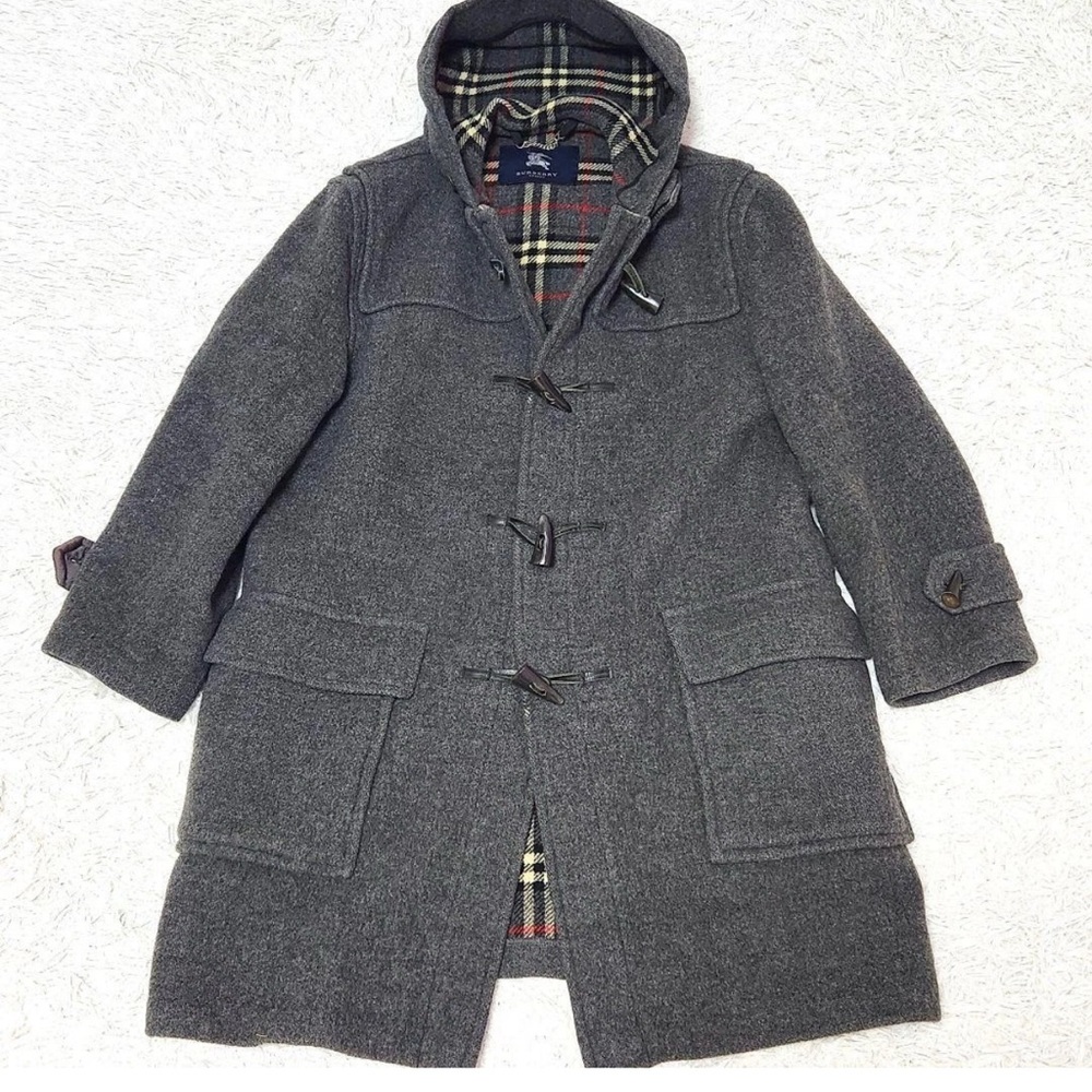 Men's Burberry Gray Hooded Duffle Coat